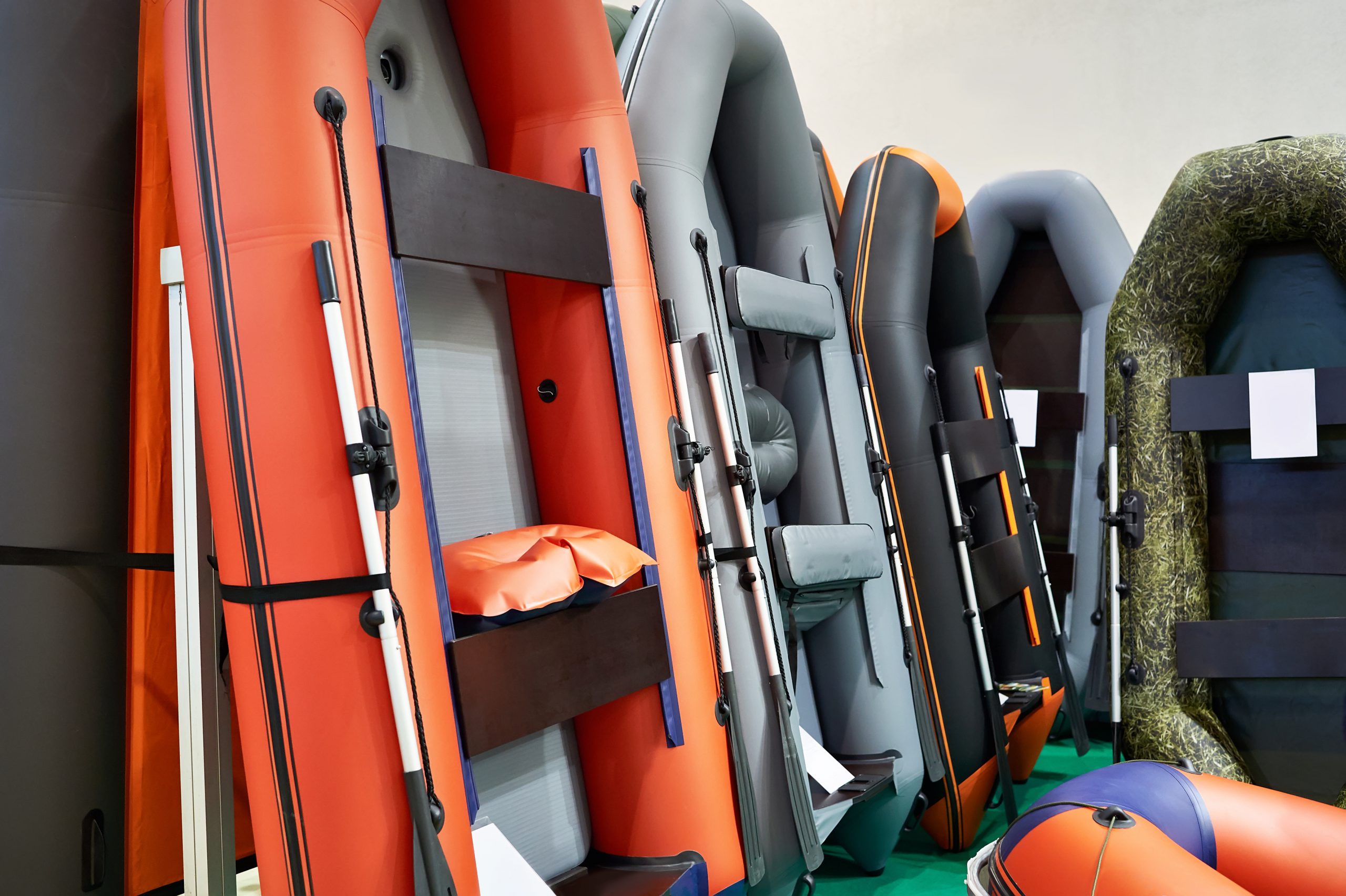 Rubber inflatable boats for fishing in the sport store